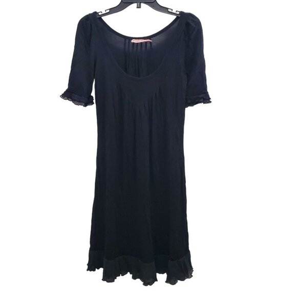 Juicy Couture Women's Black‎ Victorian 100% Modal Gothic Regency Midi Dress Sz M - Picture 1 of 7